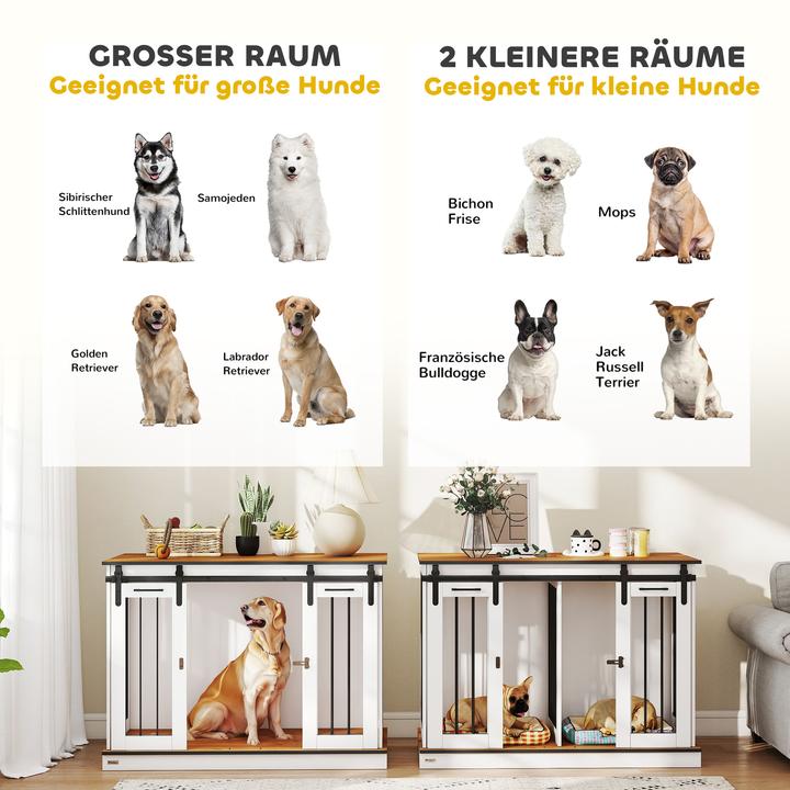Actual product image PawHut Hundekäfig MDF, Stahl Weiss (Dog kennel)