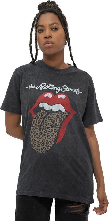 Produktbild The Rolling Stones Unisex Adult Leopard Tongue Acid Wash T-Shirt (L)