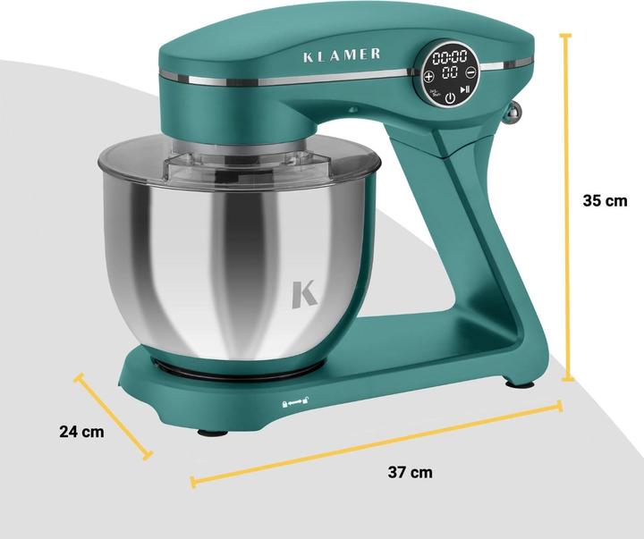 Image du produit KLAMER Küchenmaschine, Knetmaschine mit 6 Liter Edelstahl Schüssel (1800 W)