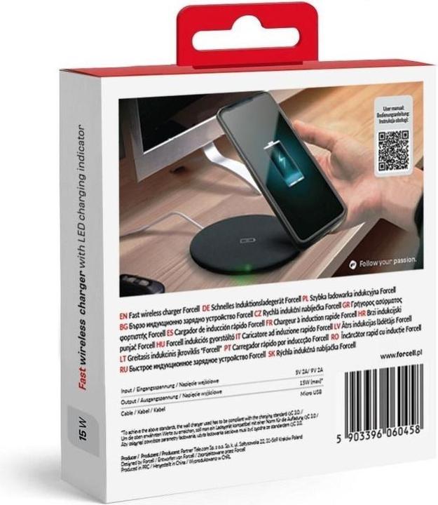 Produktbild Forcell Induktions-Schnellladegerät (5V, 2A) - Schwarz - Blisterpackung (15 W)