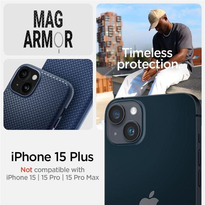 Immagine prodotto Spigen Mag Armor MagSafe, blu navy - iPhone 15 Plus (Apple iPhone 15 Plus)