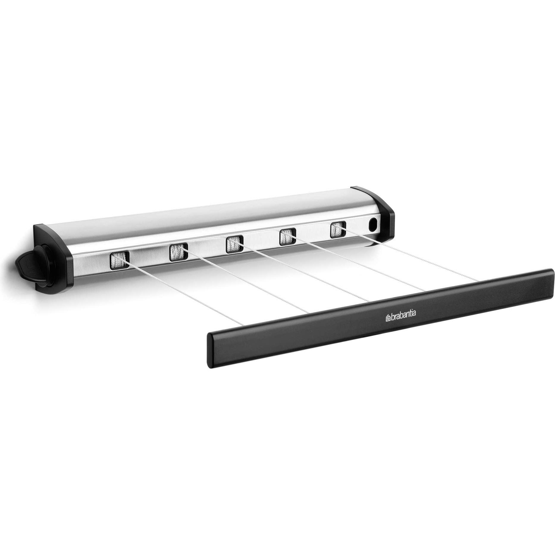 Brabantia Pull Out Drying Line, Wäscheständer, Schwarz, Grau