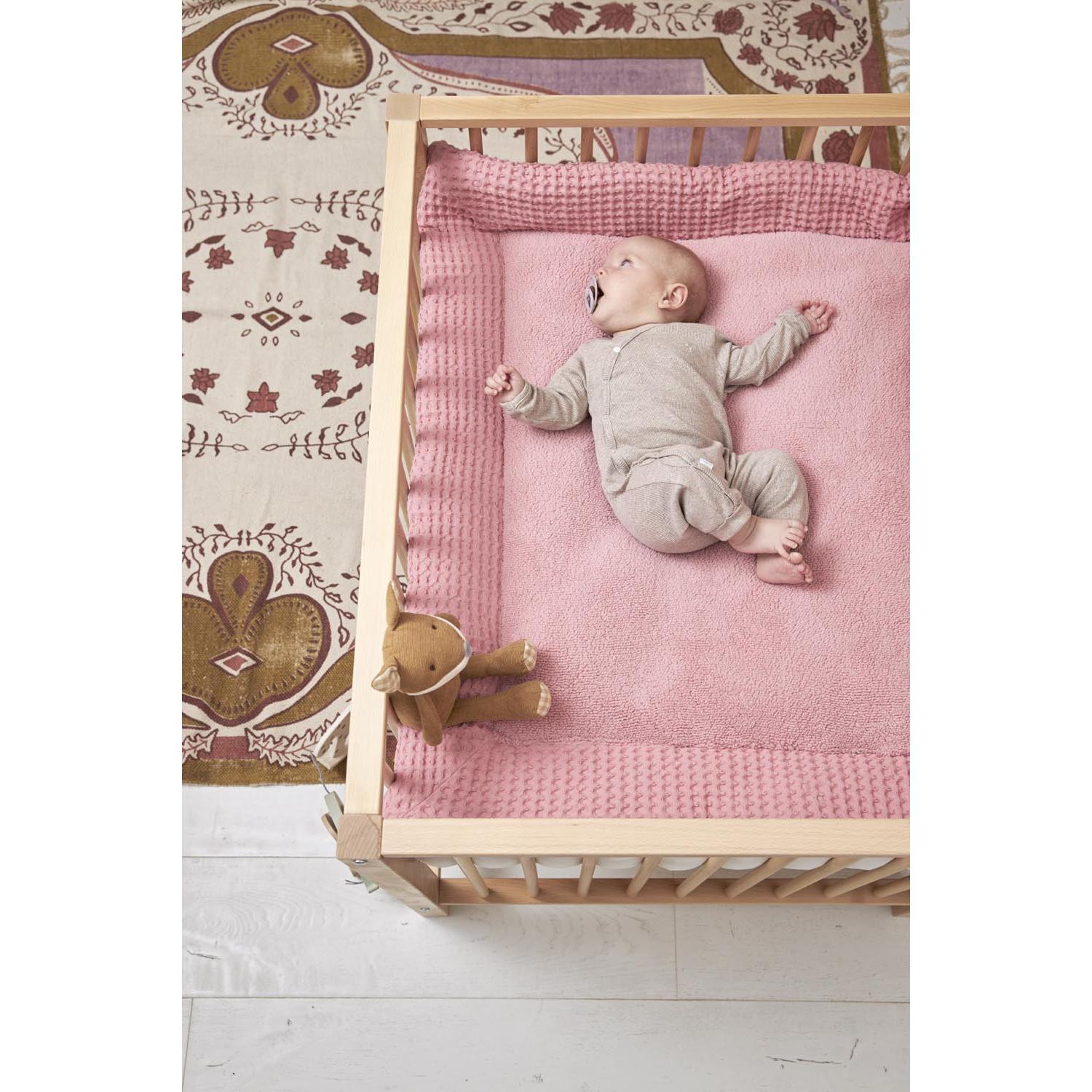 Thumbnail - Meyco, Laufgittereinlage, Baby Waffel Teddy Laufgittereinlage - old pink (80 cm, 100 cm)