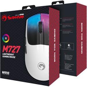 Marvo M727 wit / optische gamingmuis / 12000 DPI / RGB / USB / 1,6 m (Bedraad), Muis, Wit