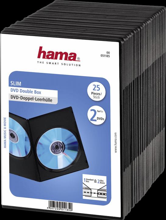 Hama 1x25 DVD-Doppel-Leerhülle Slim 75% Platzsparnis