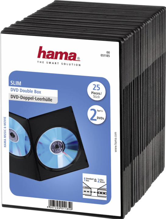 Hama 1x25 DVD-Doppel-Leerhülle Slim 75% Platzsparnis