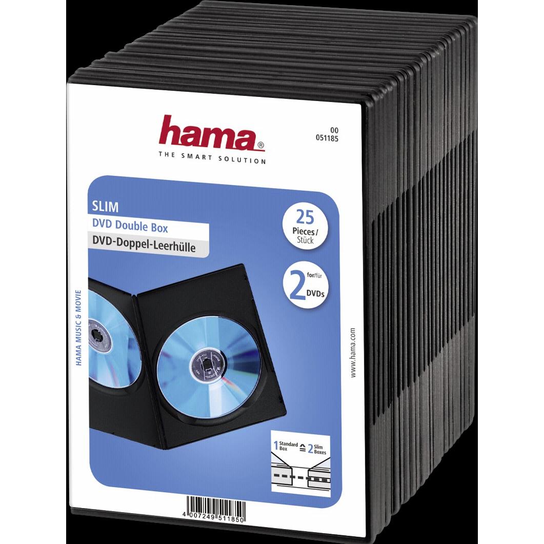 Hama 1x25 DVD-Doppel-Leerhülle Slim 75% Platzsparnis, Optische Medien Zubehör