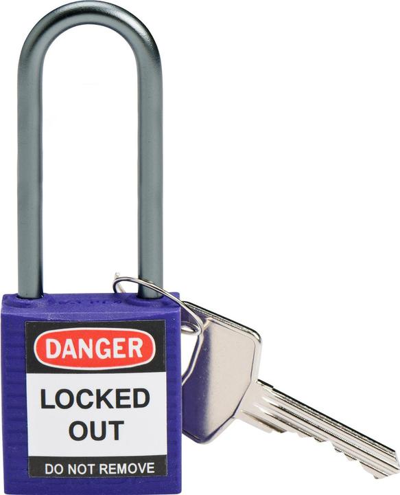 Actual product image Brady Compact security lock nylon, purple, 50mm shackle height, 4.7mm aluminium shackle (K