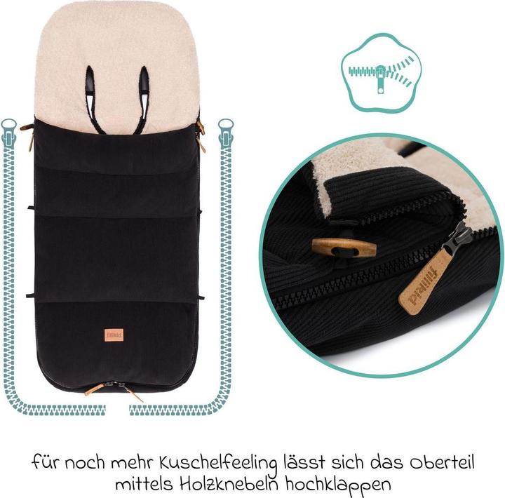 Actual product image Fillikid Fusssäcke für Kinderwagen & Buggys Cord-Fusssack Kinley Cord mit Teddy Plüsch