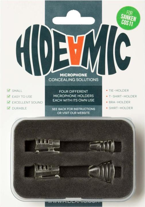 Actual product image Hide-a-mic Set For Sanken COS11 4 Different Holders In Case Transparent