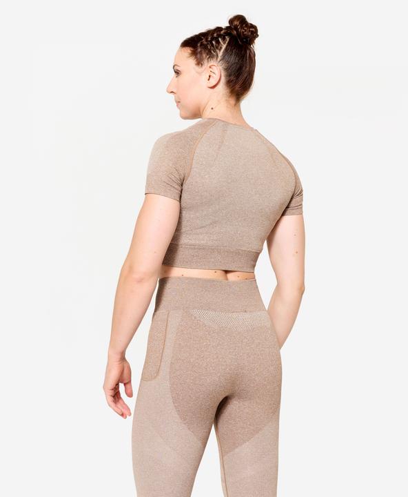 Actual product image Domyos T-Shirt Crop Top nahtloses Material - braun (M)