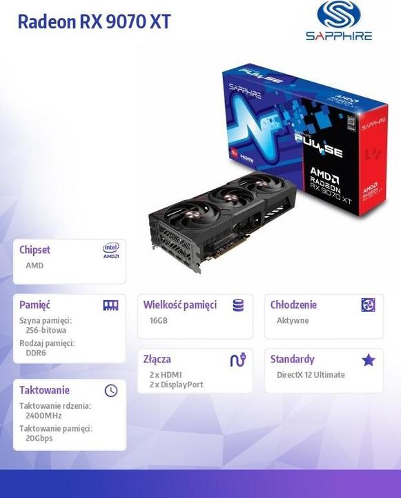 Immagine prodotto Sapphire Pulse Radeon RX 9070 XT (16 GB)