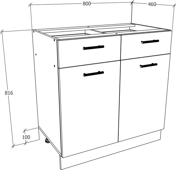 Image du produit VCM Armoire de cuisine Largeur 80 cm Tiroir Meuble bas de cuisine Esilo (80 x 46 x 82 cm)