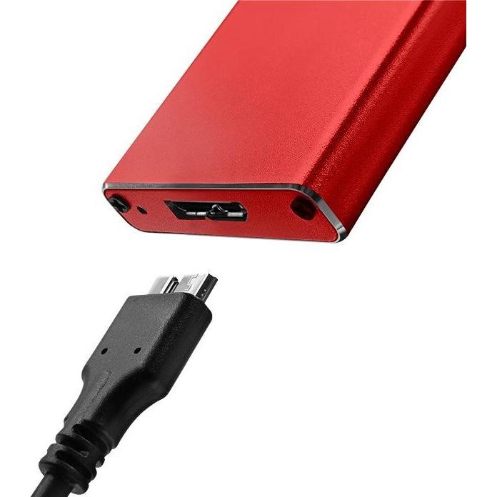 Thumbnail - Qoltec Aluminiowa Obudowa Kieszeń na dysk M.2 SSD SATA NGFF USB 3.0 Super speed 2TB (M.2), Festplattengehäuse, Rot