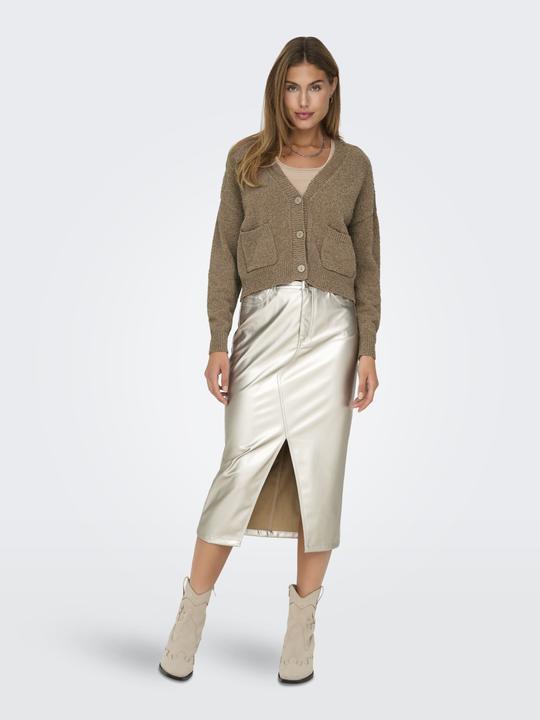 Produktbild Only V-Ausschnitt Gerippte Ärmelbündchen Tief angesetzte Schulter Strickjacke Strickjacke (XL)