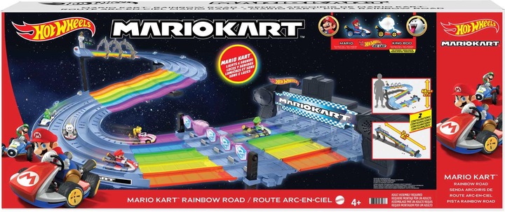 Actual product image Hot Wheels Mario Kart Rainbow Race Set playset