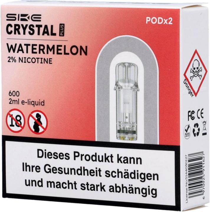 Immagine prodotto SKE Crystal Plus Watermelon Ice - Ricarica E-Pod - 2 pezzi. à 2 ml (Anguria, mentolo)