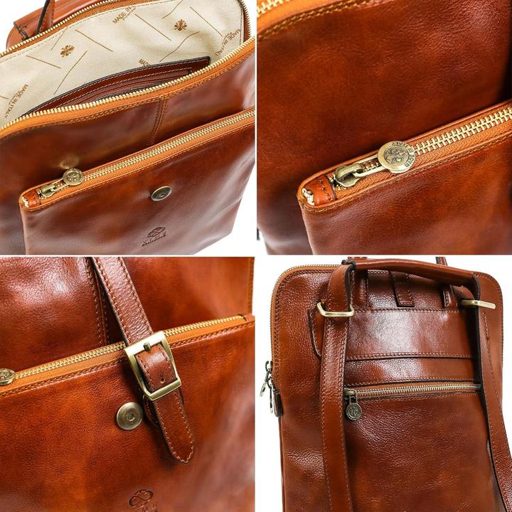 Actual product image Time Resistance Convertible Leather Backpack Shoulder Bag