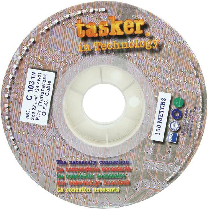Produktbild Tasker Lautsprecherkabel auf Rolle 2x 0.22 mm² 100 m Transparent (100 m, 0.22 mm²)