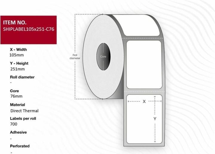 Actual product image Capture Ship-label 105 x 251mm, Core (76 mm)