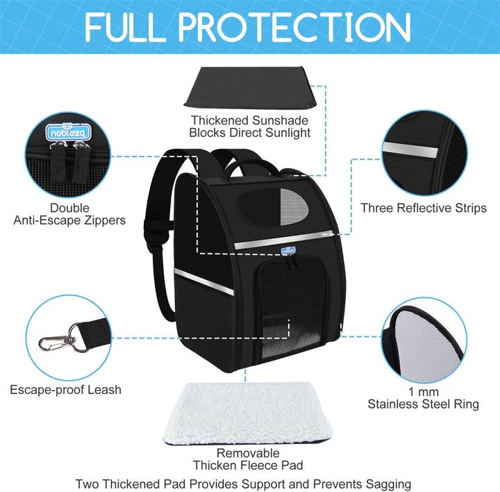 Produktbild Nobleza Rucksack für Hunde und Katzen (Hund, Katze, Atmungsaktiv)