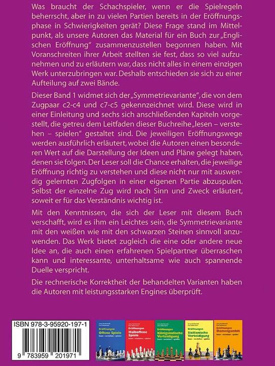Nährwerte und Zutaten Eröffnungen - Englische Eröffnung Band 1 Symmetrievariante (Deutsch, Uwe Bekemann, Jerzy Konikowski, 2024)