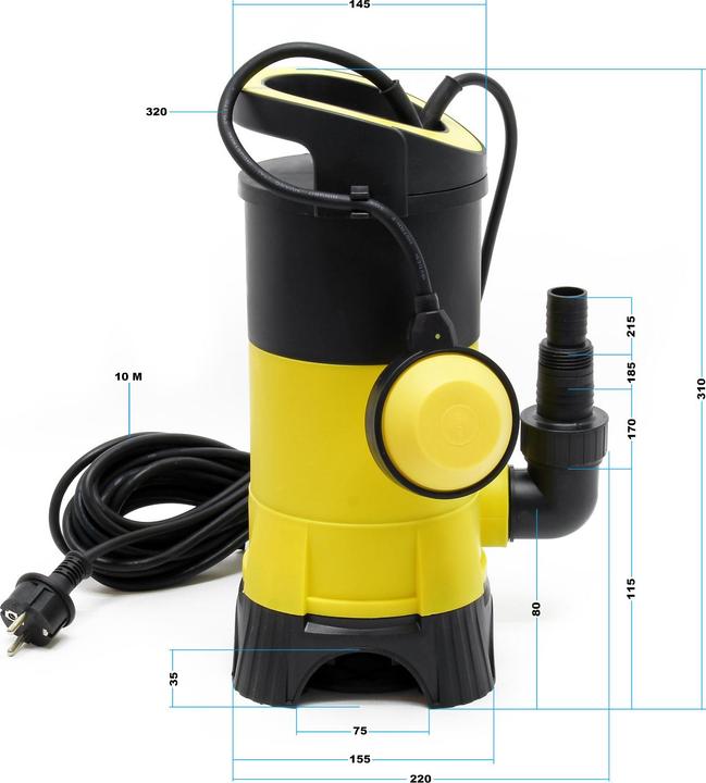 Produktbild Wiltec Schmutzwasserpumpe 7500l/h 400W Abwasserpumpe Tauchpumpe Fäkalienpumpe Baupumpe (Schmutzwasserpumpe)