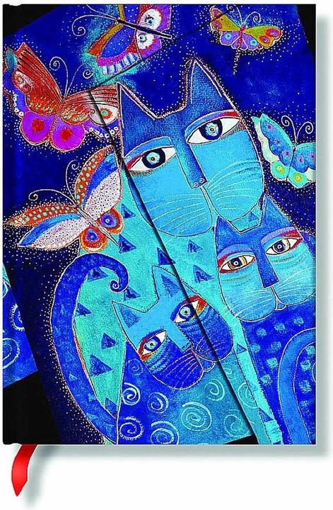 Image du produit Paperblanks Belle et énigmatique Chats en bleu avec papillonsMidiLIN (À rayures, Couverture rigide)