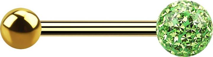 Actual product image Star Piercing Gold-plated barbell with ball and crystal ball light green epoxy protective layer (without brass, Titanium)