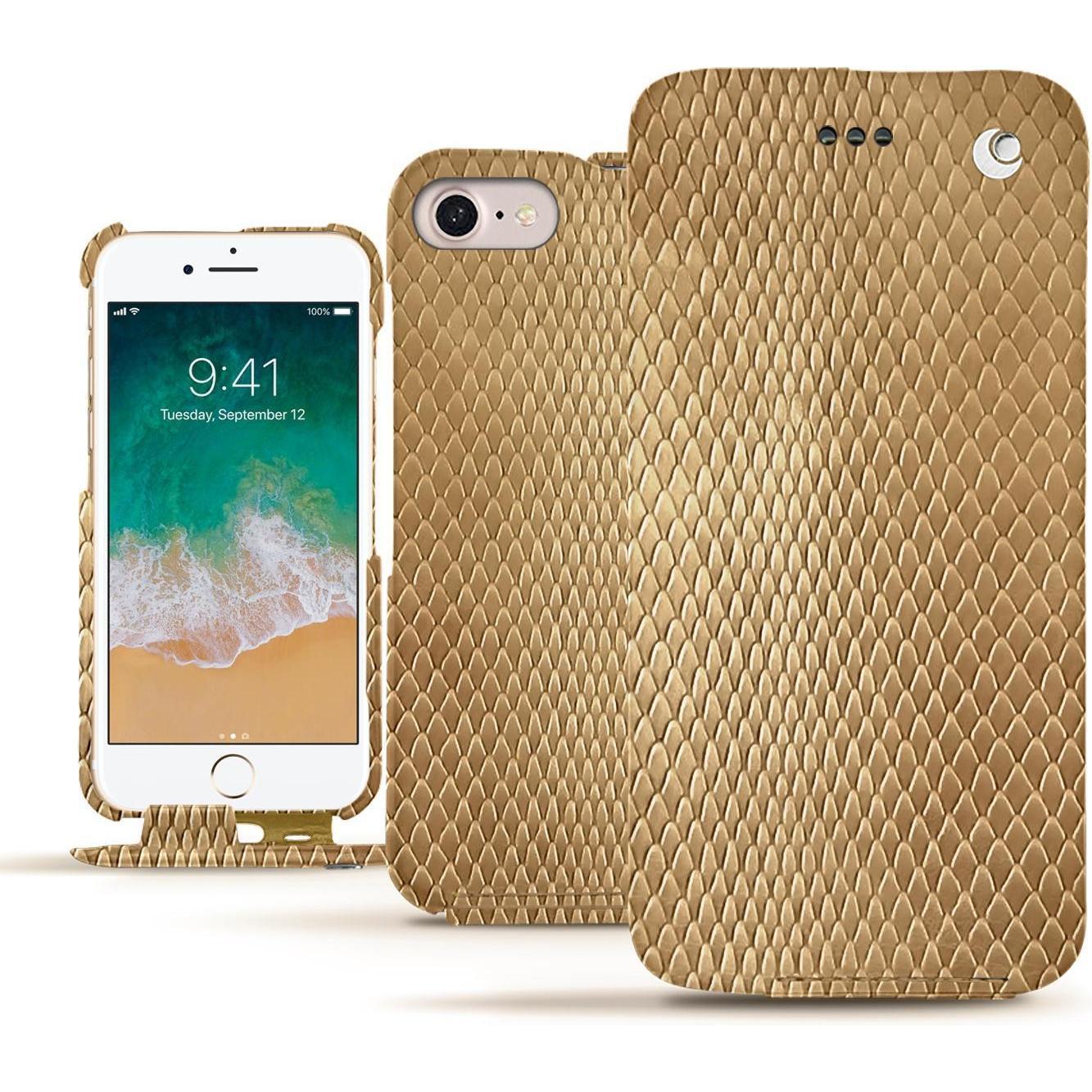 Noreve Lederschutzhülle vertikal (Apple iPhone 7), Smartphone Hülle, Beige