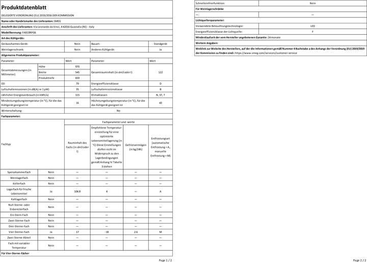 Immagine prodotto Smeg Stile retrò (122 l)