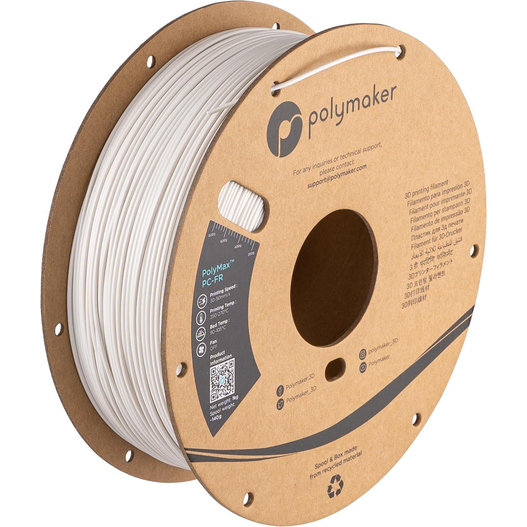 Thumbnail - Polymaker Polymax PC-FR White 1.75mm 1kg (PC, 1.75 mm, 1000 g, Weiss), 3D Filament, Weiss