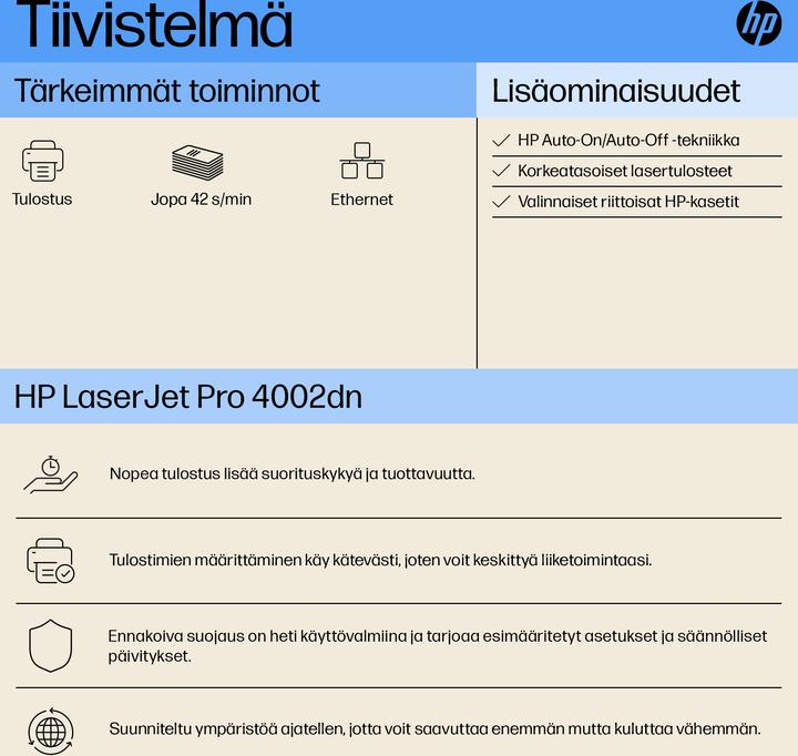 Immagine prodotto HP LaserJet Pro 4002dn (Laser, Bianco e nero)