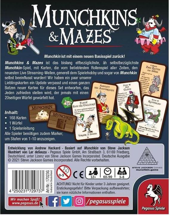Produktbild Pegasus 17023G - Munchkin & Mazes, Kartenspiel, für 3-6 Spieler, ab 12 Jahre (DE-Ausgabe) (Deutsch)