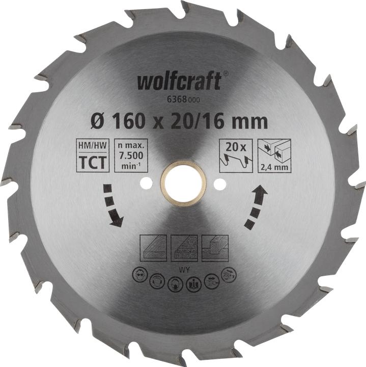 Produktbild wolfcraft 1 Kreissägeblatt HM, 20 Zähne ø160mm
