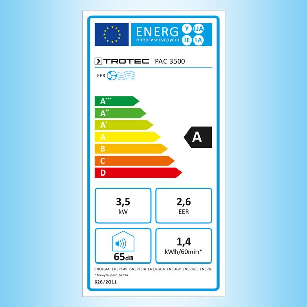Etichetta energetica Trotec PAC 3500 (45 m², 11942.50 BTU/h)