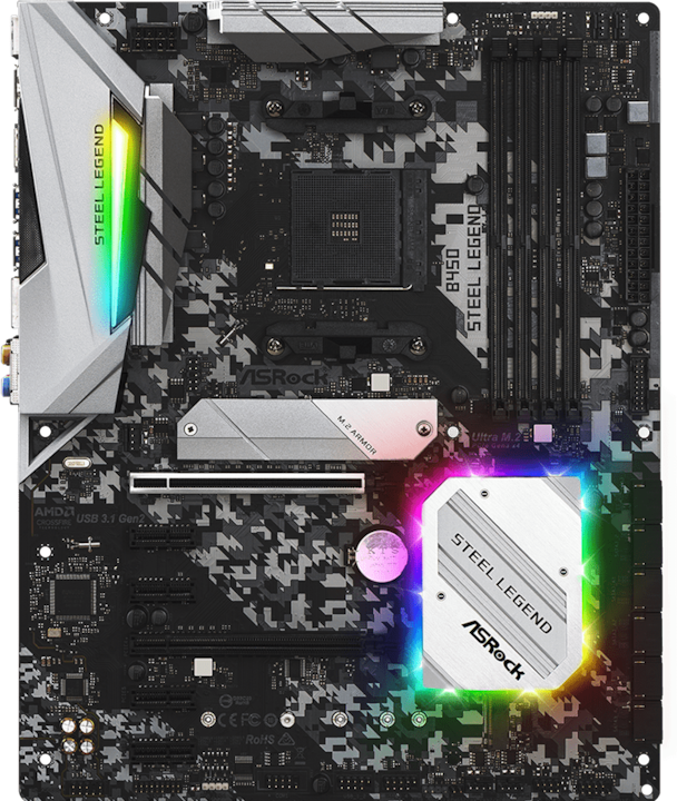 Actual product image AsRock B450 Steel Legend (AM4, AMD B450, ATX)
