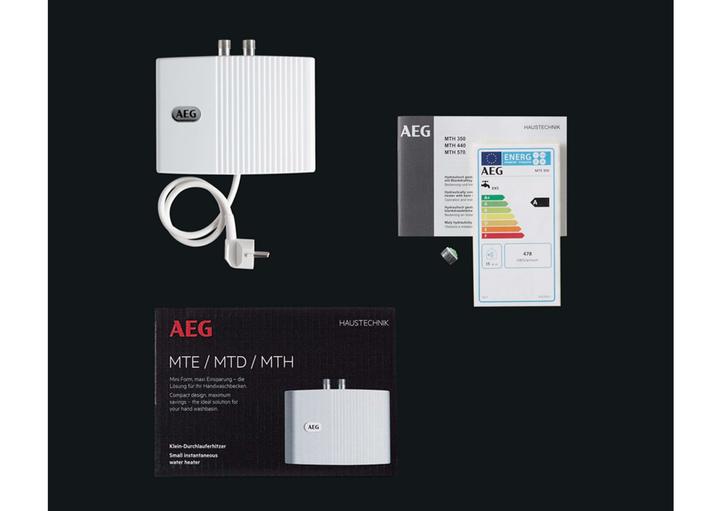 Image du produit AEG Haustechnik Petit chauffe-eau instantané MTH 350 pour lave-mains uniquement, 3,5 kW, avec fiche, sans pression