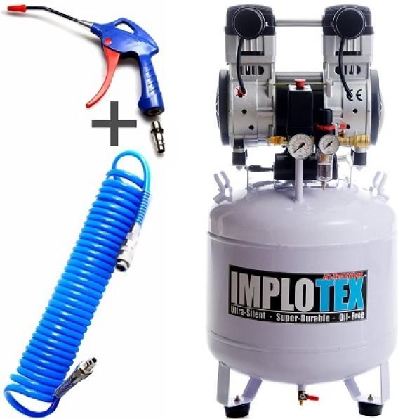 Actual product image Implotex - Flüsterkompressor 1500W, 60dB, leise, ölfrei - Kompressor inkl. Ausblaspistole und Druckl (8 bar, 45 l)