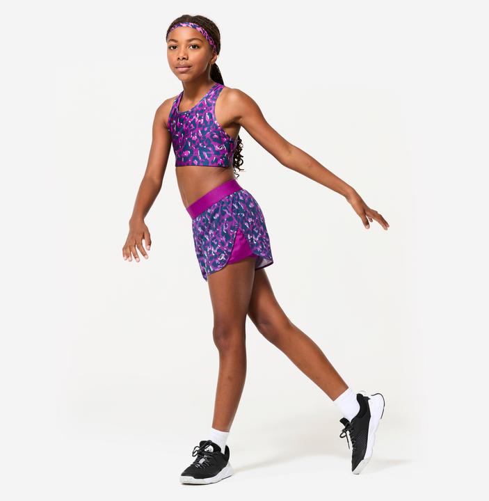 Actual product image Decathlon Shorts 2-in-1 Kinder atmungsaktiv - Print lila