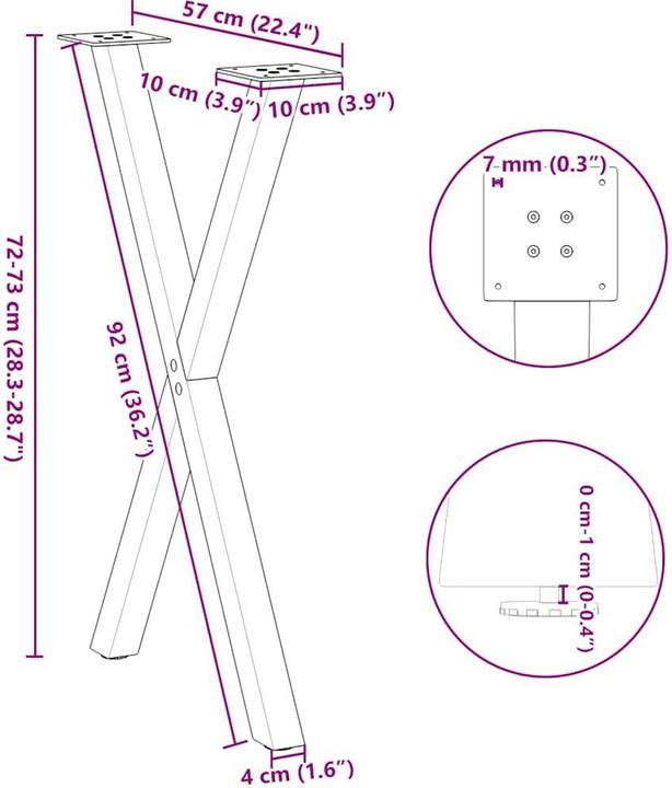 Image du produit vidaXL Pieds de table de salle à manger