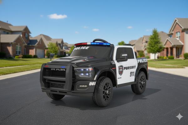 Image du produit Es-toys Elektro Kinderauto Polizei Dodge RAM 2500 „Rebel“ 24V Mit Ledersitz, 2 Sitzer und EVA Reifen (24 V)