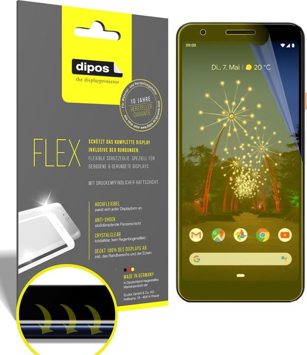 Dipos FLEX (3 Pezzi) Pellicola Protettiva Per Google Pixel 4 - Copertura Totale 3D, Anti-Urto (Made In Germany)