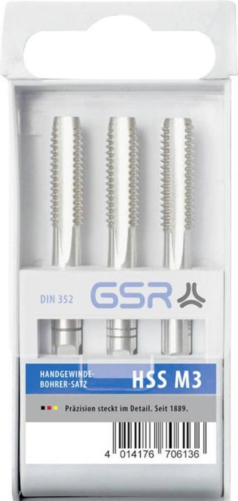 GSR 00706190 Handgewindebohrer-Set 3teilig metrisch M6 1 Rechtsschneidend DIN 352 HS