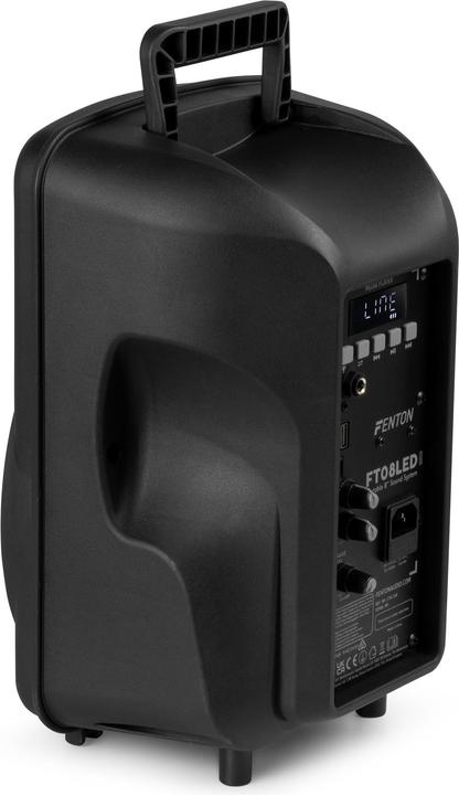 Actual product image Fenton Speaker Bluetooth - FT08LED MK2 karaoke box met LEDâ€™s, accu en microfoon - Voor (Active)