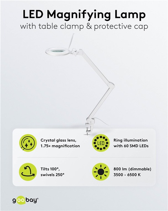 Actual product image Goobay LED clamp magnifier lamp, 10 W