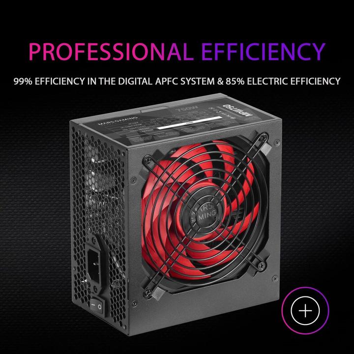 Actual product image Mars Gaming Alimentation ATX MPIII - 750W (Noir/Rouge) (750 W)
