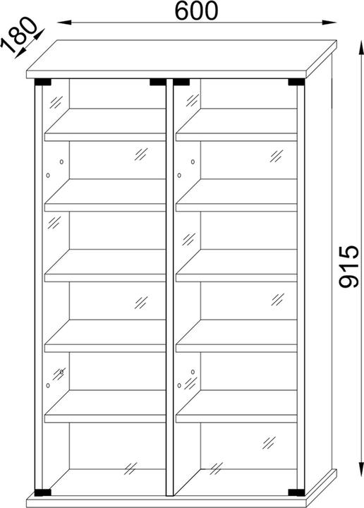 Actual product image VCM Wood CD DVD wall shelf Zuntisa with glass door (60 x 18 x 92 cm)