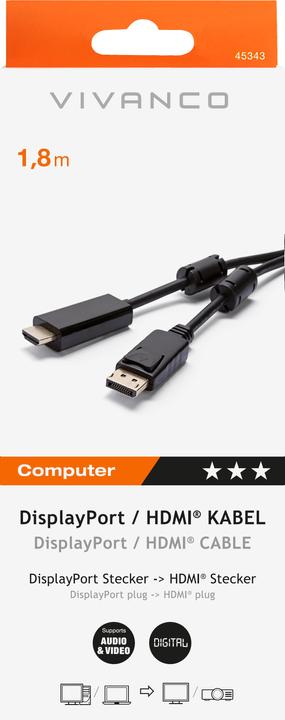 Immagine prodotto Vivanco DisplayPort (1.50 m, HDMI, DisplayPort)