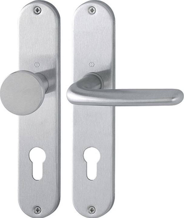 Immagine prodotto Hoppe Set di rosette lunghe Cardiff E48/302/1850Z in acciaio inox F69 PZ 72 mm DIN sinistra/destra (Maniglia della porta)